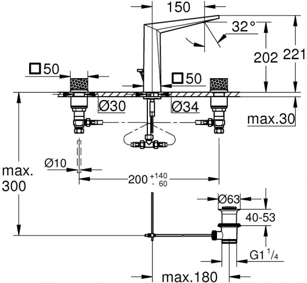 Grohe Allure Brilliant L 20670AL0 Lavabo Bataryası