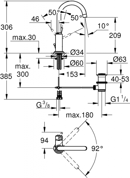 Grohe Atrio L 32042001 Lavabo Bataryası