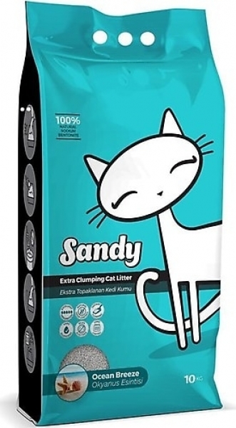 Sandy Okyanus Esintisi Kokulu Extra Topaklanan 10 kg Kedi Kumu