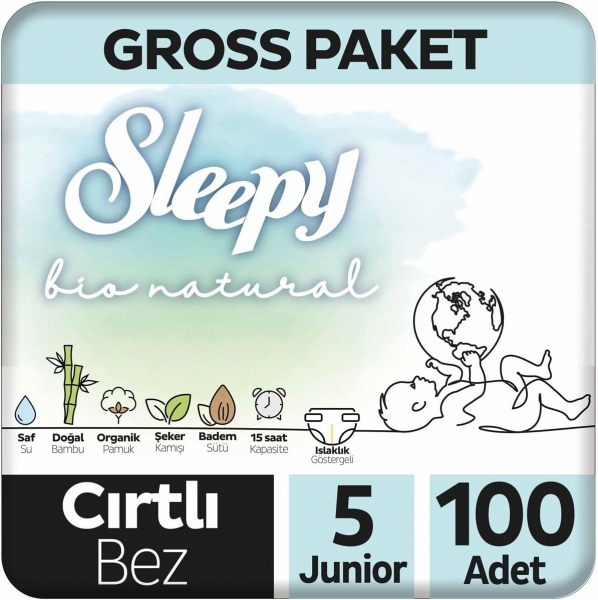 Sleepy Bio Natural 5 Beden 100 Adet Bebek Bezi