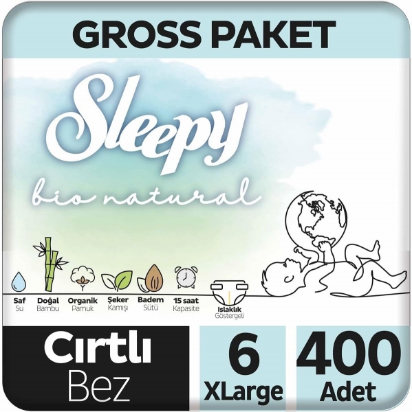 Sleepy Bio Natural 6 Beden 400 Adet Bebek Bezi