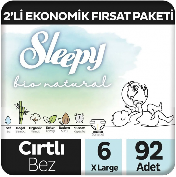 Sleepy Bio Natural 6 Beden 92 Adet Bebek Bezi