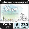 Sleepy Bio Natural 6 Beden 230 Adet Bebek Bezi