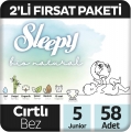 Sleepy Bio Natural 5 Beden 58 Adet Bebek Bezi
