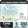 Sleepy Bio Natural 5 Beden 232 Adet Bebek Bezi