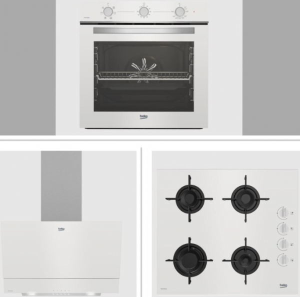Beko Beyaz Cam Avantajlı 3’lü Ankastre Set BOCD T 6011 EHB + BFC 221 HB + BDE 6050 HB