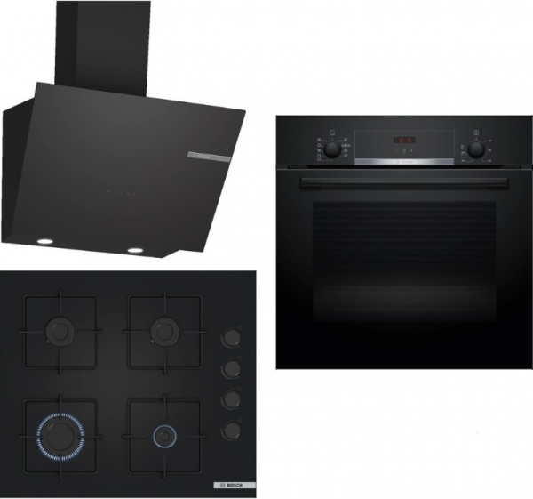 Bosch Siyah 3 Lü Ankastre Set POP6C6P30O + HBF534EB3T + DWK66PJ60T