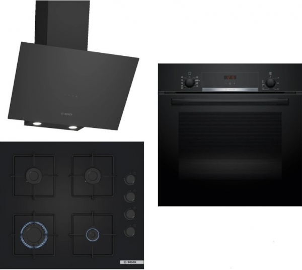 Bosch Siyah 3 Lü Ankastre Set POP6C6P30O + HBF534EB3T + DWK64PJ60T