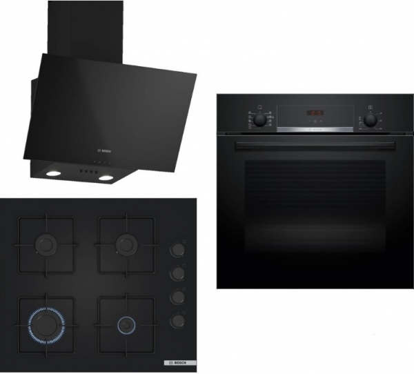 Bosch Siyah 3 Lü Ankastre Set POP6C6P30O + HBF534EB3T + DWK63PJ60T