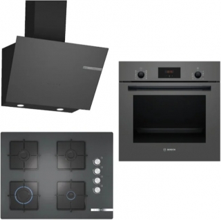 Bosch Gri 3 Lü Ankastre Set POP7C9O12O + HBF512BH1T + DWK66PJ70T