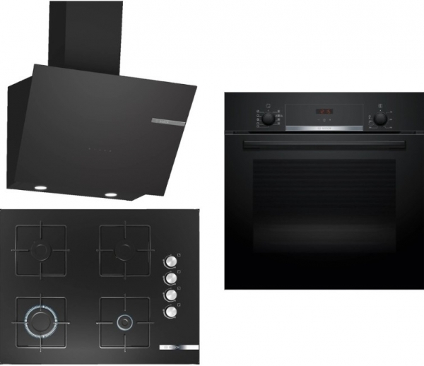 Bosch Siyah Ankastre Set POP7C6O12O + HBF534EB3T + DWK66PJ60T