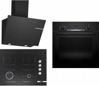 Bosch Siyah Ankastre Set POP7C6O12O + HBF534EB3T + DWK66PJ60T
