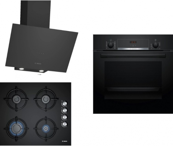 Bosch Siyah 3 Lü Ankastre Set POP6C6O10O + HBF514BB1T + DWK64PJ60T
