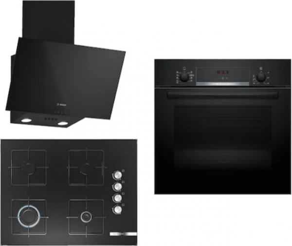 Bosch Siyah Ankastre Set POP7C6O12O + HBF534EB3T + DWK63PJ60T