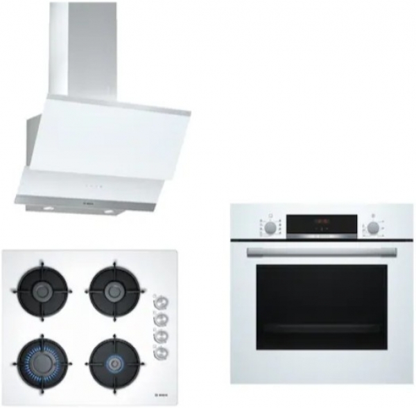 Bosch Beyaz Ankastre Set POP6C2O10O + HBF534EW0T + DWK065G20T