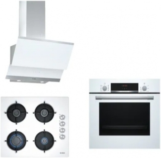 Bosch Beyaz Ankastre Set POP6C2O10O + HBF534EW0T + DWK065G20T