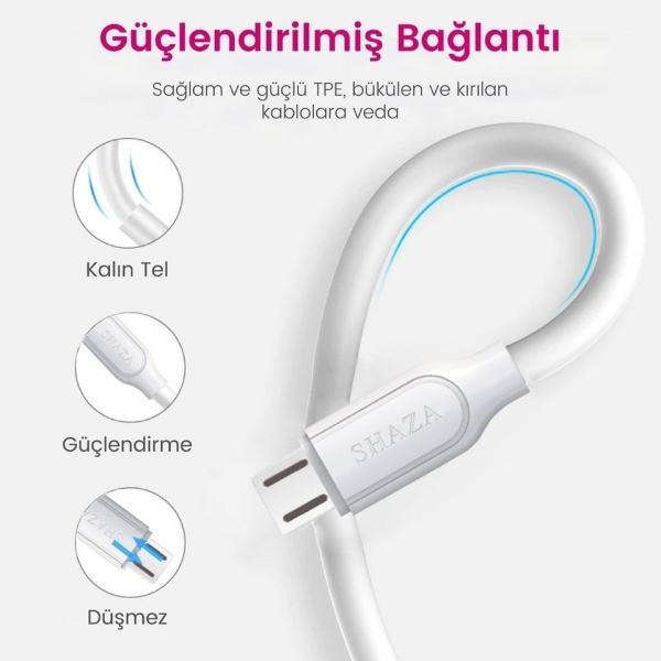 Shaza USB Micro 2.4A Şarj Kablosu