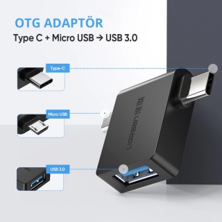 Ugreen USB to USB-C Micro USB OTG Dönüştürücü