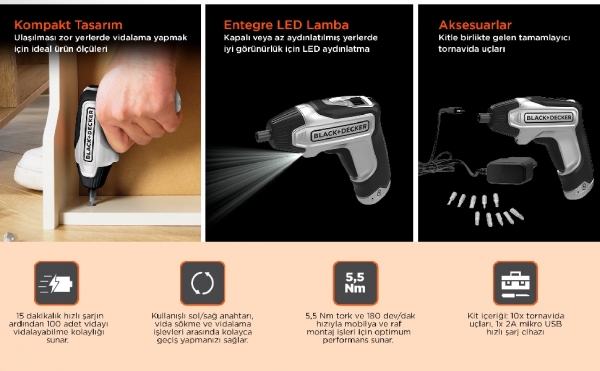 Black+Decker BCF611SCK-QW Akülü Vidalama