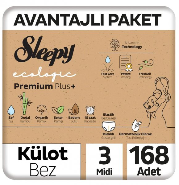 Sleepy Ecologic Külot Bez 3 Beden 168 Adet Bebek Bezi