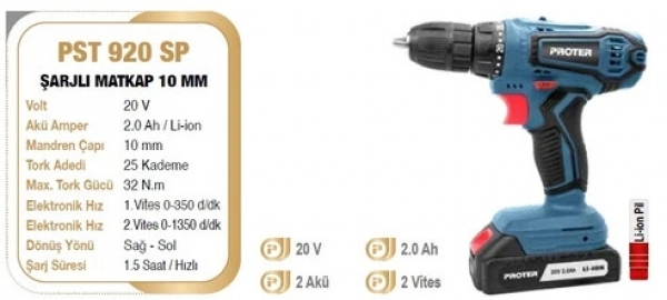 Proter PST 920 SP Akülü Matkap