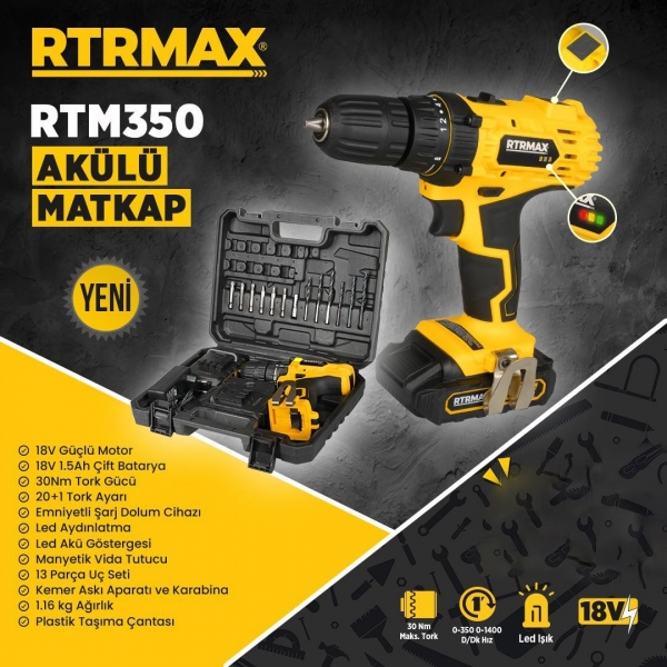 Rtrmax RTM350 Akülü Matkap