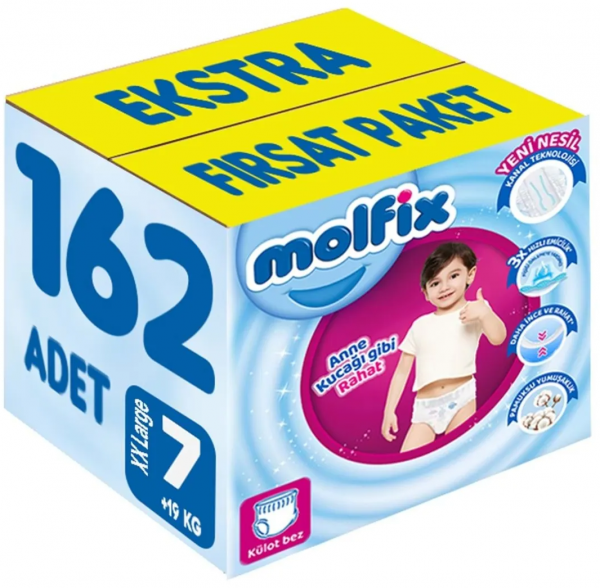 Molfix Külot Bez 7 Beden 162 Adet Bebek Bezi