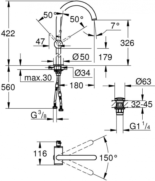 Grohe Atrio XL 24365GL0 Lavabo Bataryası