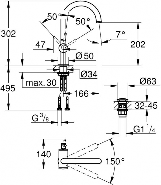 Grohe Atrio L 24362GL0 Lavabo Bataryası