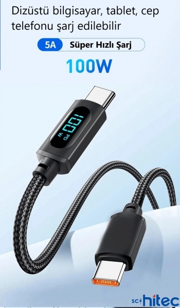 ScHitec Type-C to Type-C PD100W 5A Şarj Kablosu
