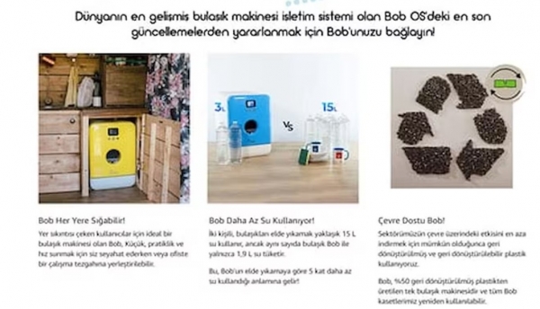 Bob Tezgahüstü Mini Mat Beyaz Bulaşık Makinesi