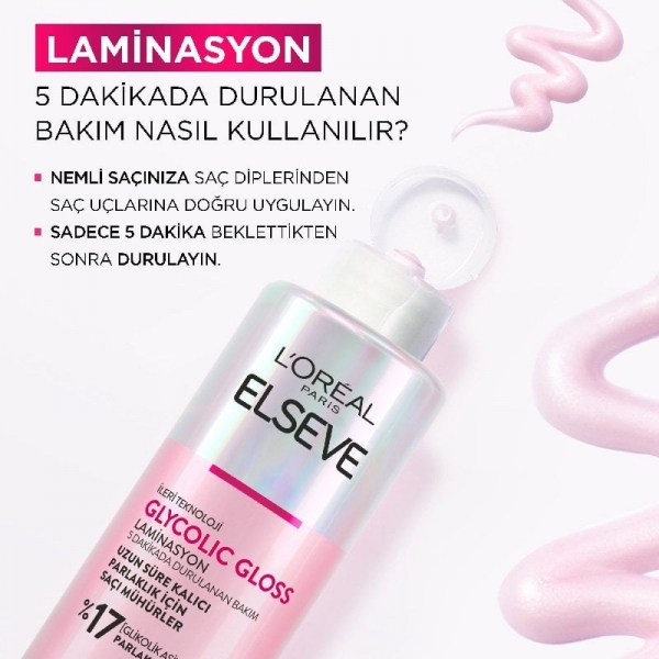 Loreal Paris Elseve Glycolic Gloss Laminasyon 200 ml Saç Kremi