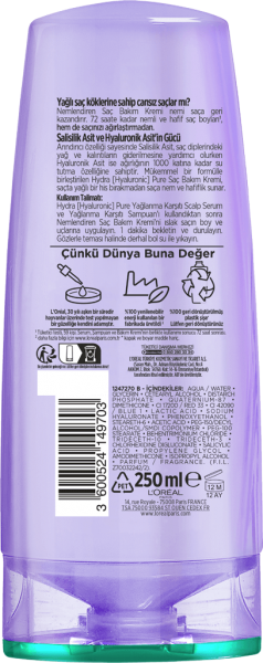 Loreal Paris Elseve Hydra Pure Yağlanma Karşıtı 250 ml Saç Kremi