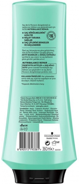 Gliss Nutribalance Repair 360 ml Saç Kremi