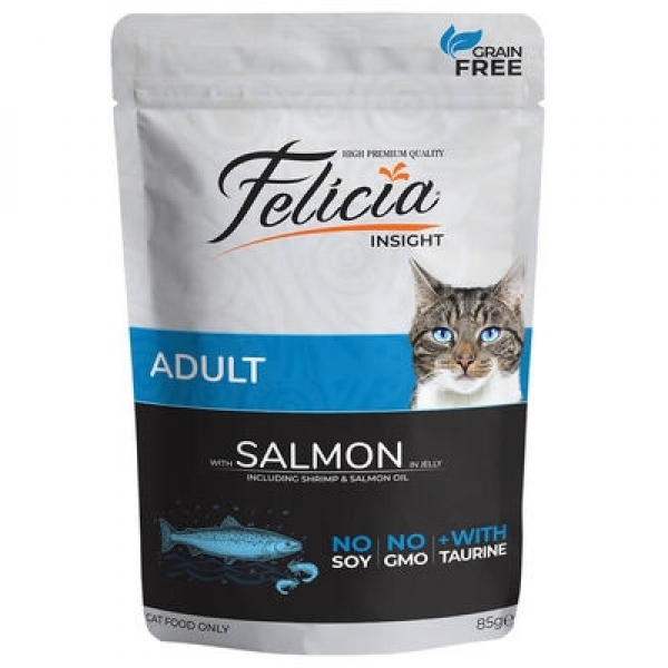 Felicia Tahılsız Somon Balıklı Pouch Yetişkin 85 gr Kedi Maması