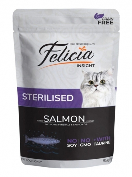 Felicia Tahılsız Somon Etli Kısırlaştırılmış 85 gr Kedi Maması