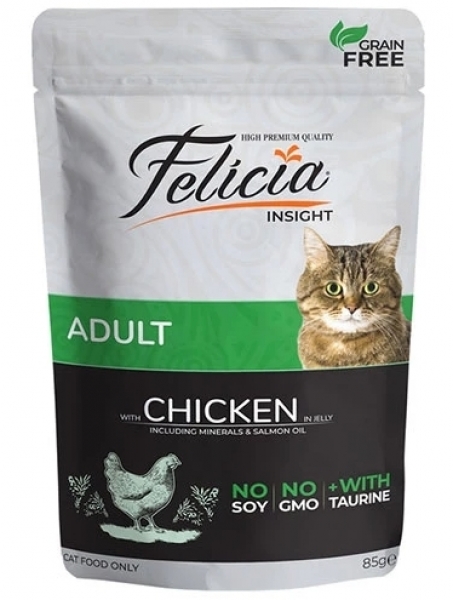Felicia Pouch Tavuklu Ve Taurinli Tahılsız Yetişkin 85 gr Kedi Maması