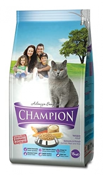 Champion Somonlu ve Pirinçli Yetişkin 15 kg Kedi Maması