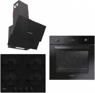 Hoover Canddy Dijital 3'lü Turbo Siyah Cam Ankastre Set CVW6BB + FCP405N