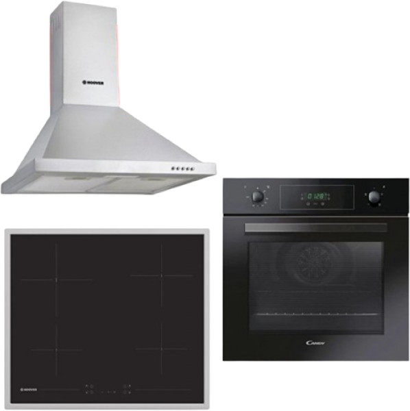 Hoover Candy Elektrikli Turbolu Siyah Cam 3'lü Ankastre Set HH64FC + FCP405N