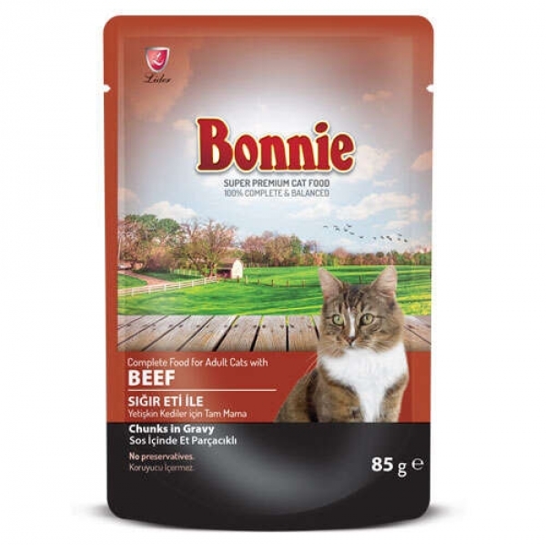 Bonnie Sos İçinde Et Parçacıklı Biftekli 85 gr Kedi Maması