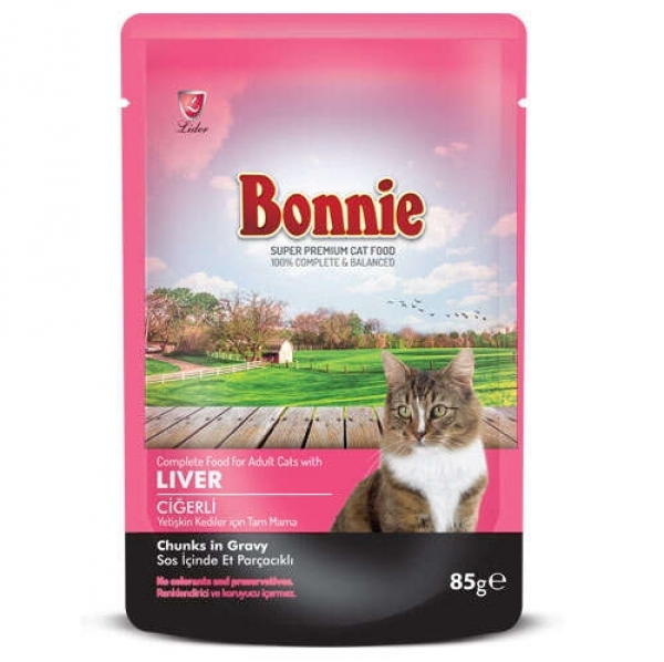 Bonnie Sos İçinde Et Parçacıklı Ciğerli 85 gr Kedi Maması