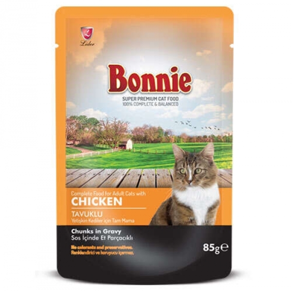 Bonnie Sos İçinde Et Parçacıklı Tavuklu 85 gr Kedi Maması