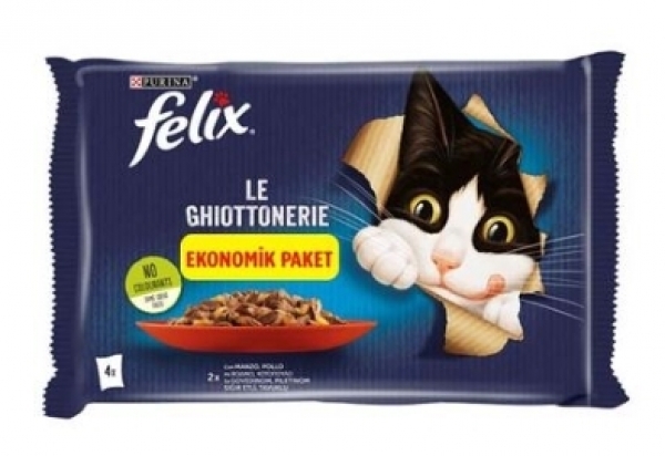 Felix Multi Pouch Sığır Etli ve Tavuklu Yetişkin 85 gr Kedi Maması