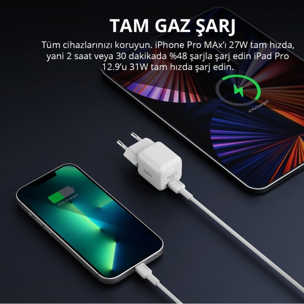 Aukey Omnia II Mini 30W Şarj Aleti (30 W)