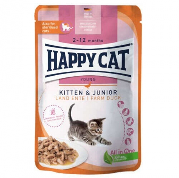 Happy Cat Meat in Sauce Kitten Junior Ördekli 85 gr Kedi Maması