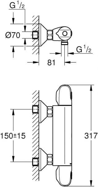 Grohe Grohtherm 1000 348142433 Duş Bataryası