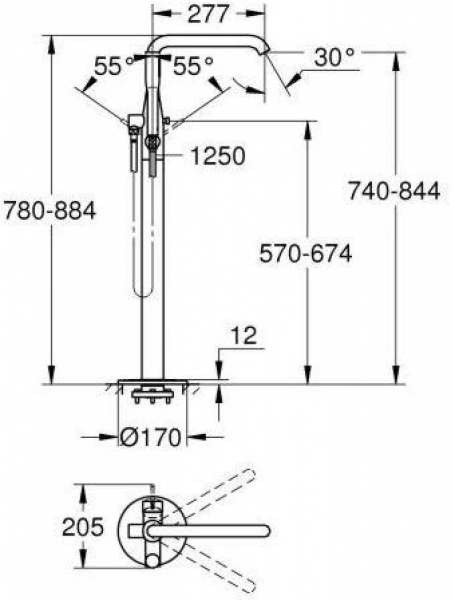 Grohe Essence 25248001 Küvet Bataryası