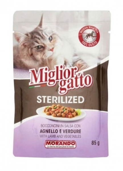 Miglior Gatto Pouch Kuzu ve Sebzeli Kısırlaştırılmış 85 gr Kedi Maması