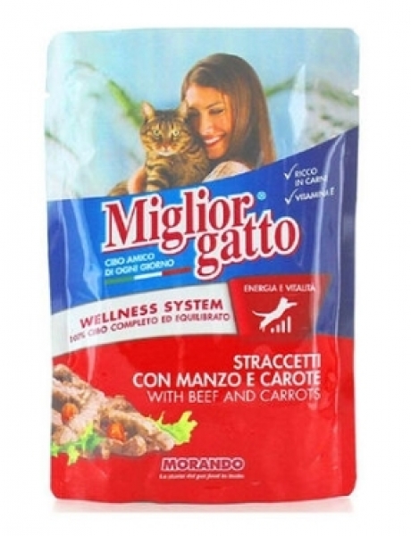 Miglior Gatto Pouch Biftek Etli ve Havuçlu 100 gr Kedi Maması